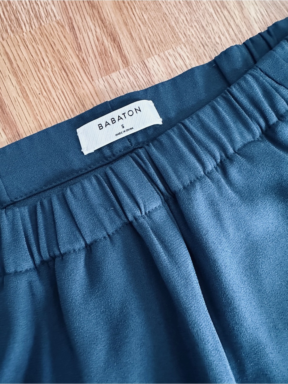 Babaton Teal Blue Elastic-Waist Dress Pants- Small